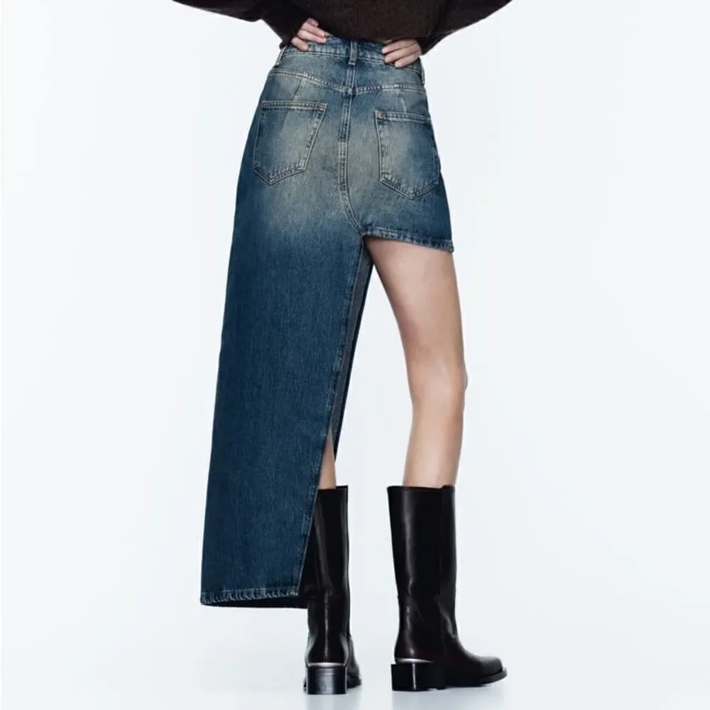 ZARA Z1975 ASYMMETRIC DENIM SKIRT